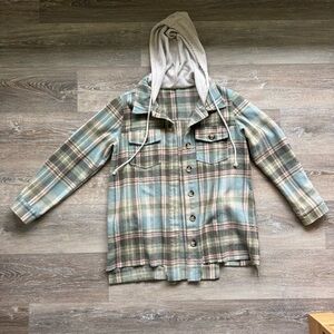 Plaid Oversized Hooded Shacket